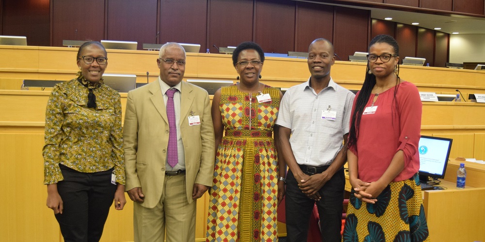 From left: Juliet Kimotho (FAWE), Dr. Kebede Kassa Tsegaye (IGAD), Martha Muhwezi (FAWE), Jackson Nsabo (Save the Children) and Victoria Egbetayo (GPE)