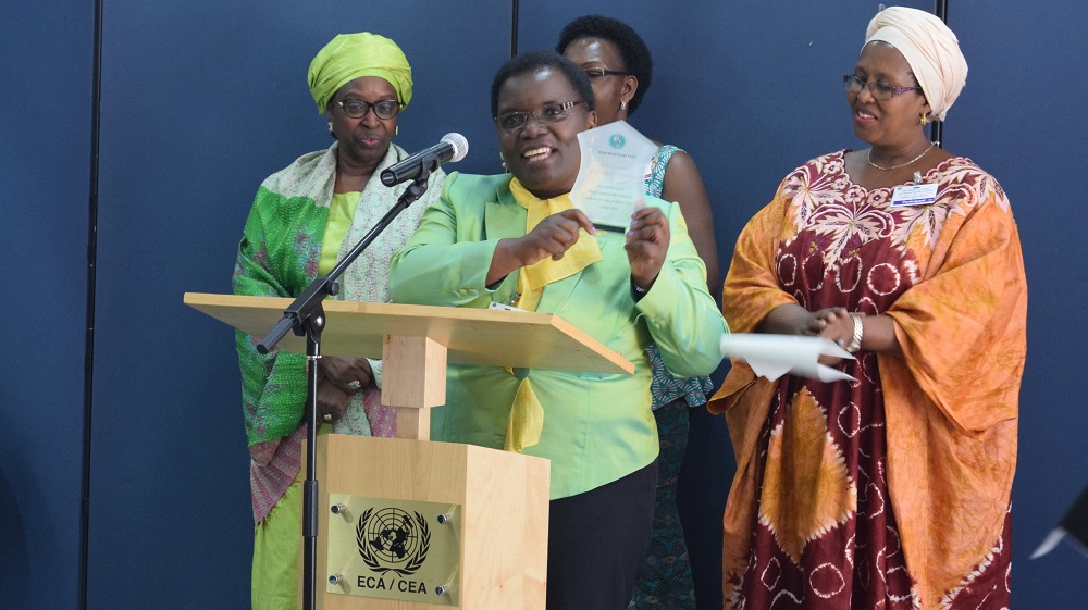 FAWE Africa’s immediate former Executive Director Ms. Hendrina Chalwe Doroba (2013-2018) receives the prestigious Women Pioneer Award on 3 February 2019