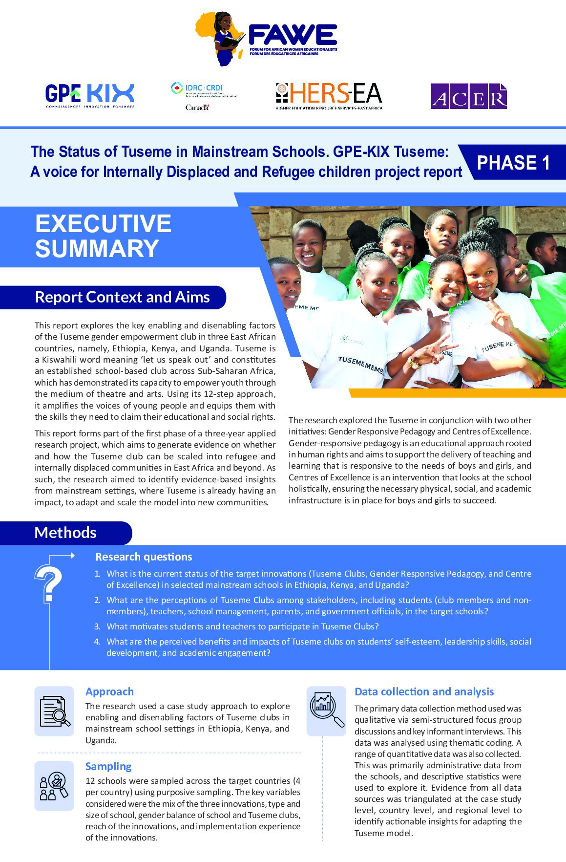 Executive Summary – The Status of Tuseme in Mainstream Schools – Research in Ethiopia, Kenya and Uganda