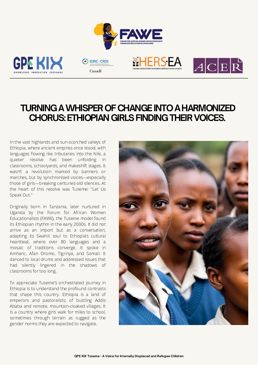 Feature Story - Ethiopian Girls Finding Their Voices